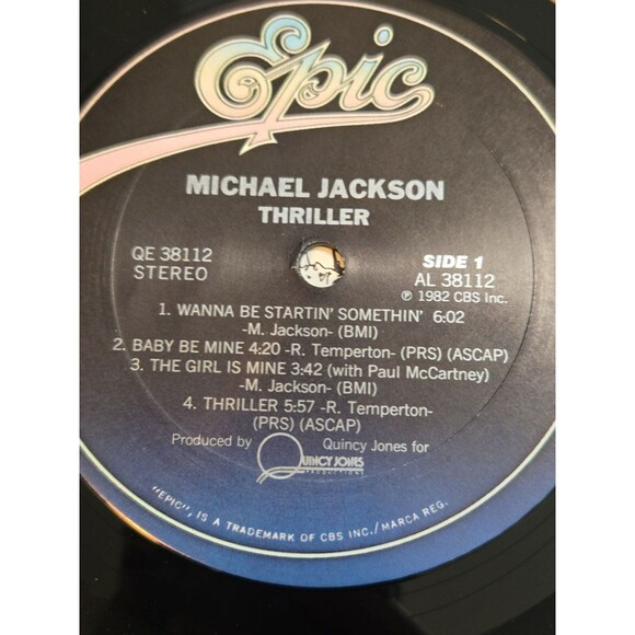 MICHAEL JACKSON THRILLER 1st PRESSING RARE COVER ERROR VINYL RECORD QE 38112 - Picture 8 of 11